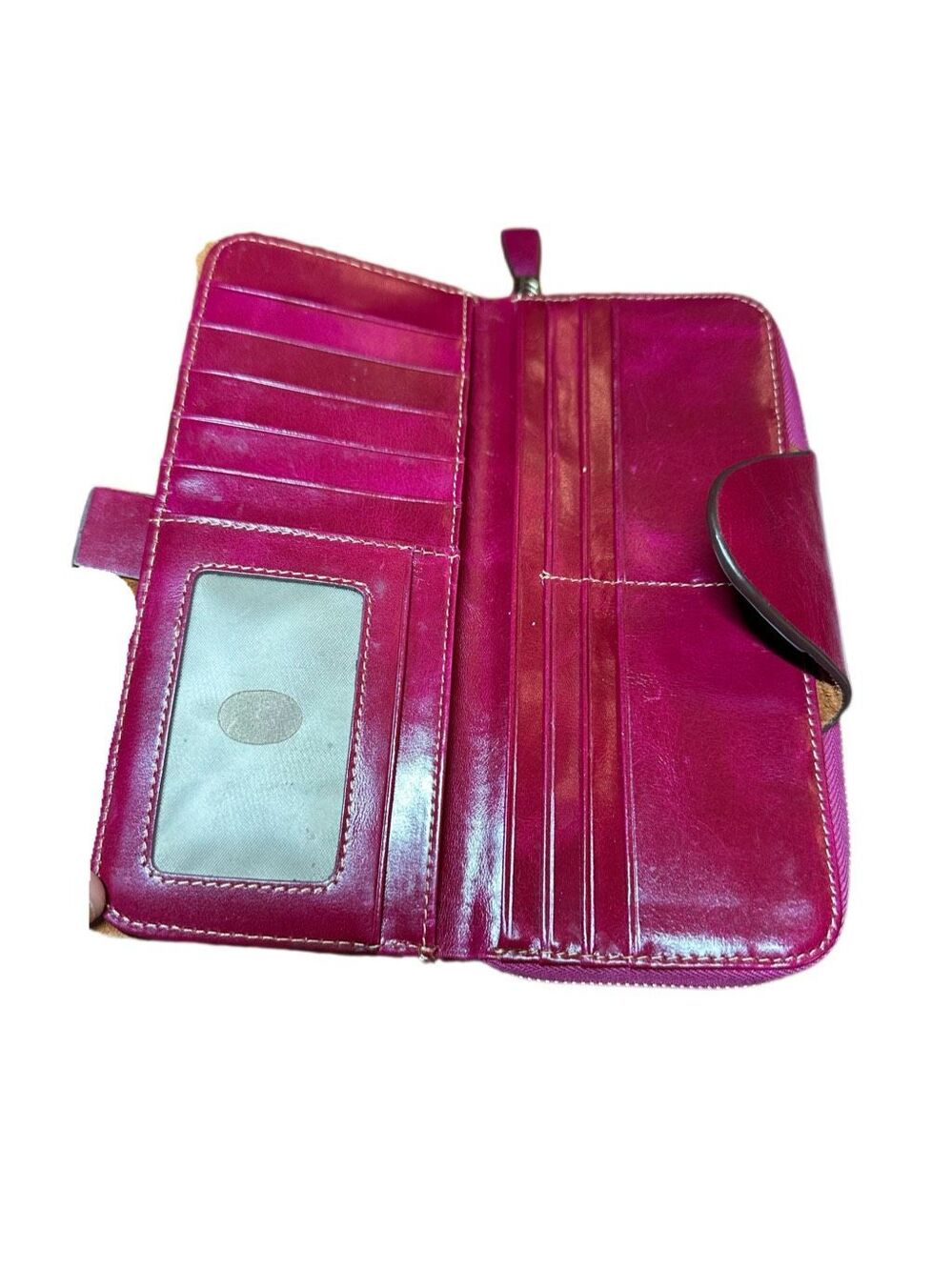 Yafeige Raspberry Leather Zip Around Wallet - Picture 3 of 7